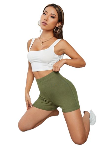 high waist solid biker shorts g2u0#, White;black