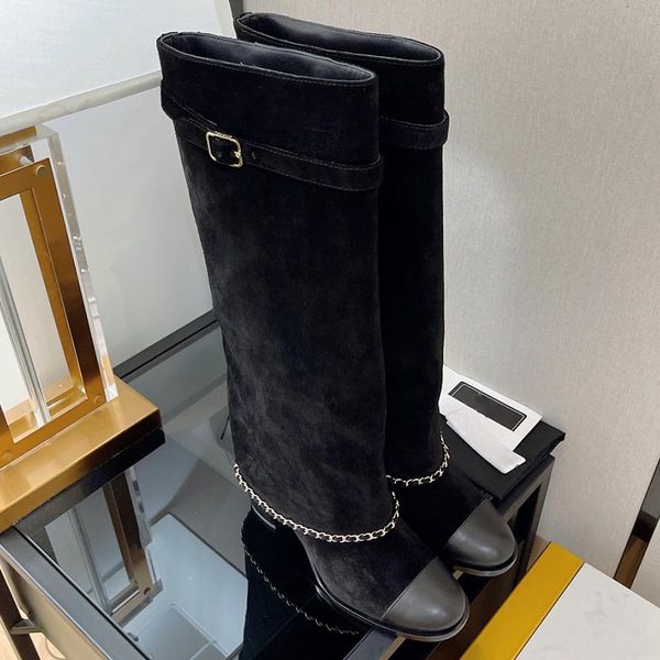 womens shoes flip chain middle /high boots calfskin/cow suede chunky heel height 6.5cm genuine leather sole famous designer ankle boot with, Black
womens shoes flip chain middle /high boots calfskin/cow suede chunky heel height 6.5cm genuine leather sole famous designer ankle boot with, Black