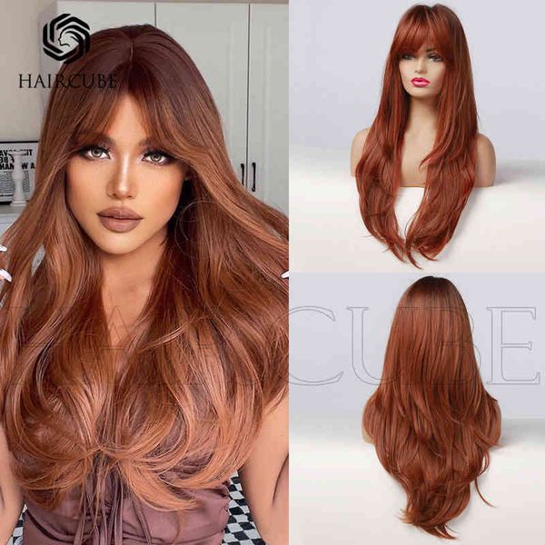style women's wigs qi bangs dyed red brown wig high temperature silk material daily application 220527, Black
style women's wigs qi bangs dyed red brown wig high temperature silk material daily application 220527, Black