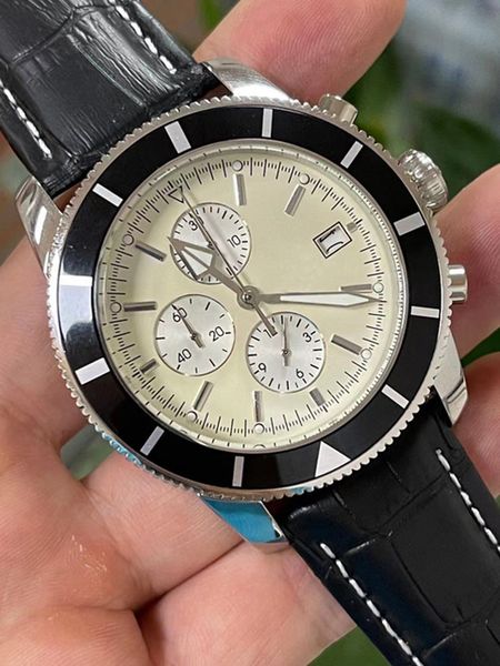 46mm male wristwatch men black blue brown watch ceramic quartz chronograph leather strap sapphire waterproof, Slivery;brown
46mm male wristwatch men black blue brown watch ceramic quartz chronograph leather strap sapphire waterproof, Slivery;brown