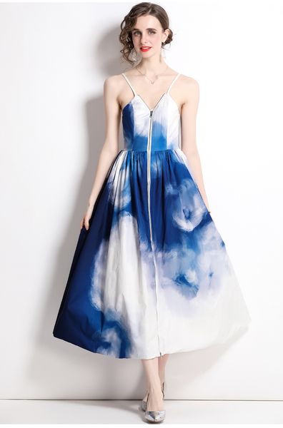 tie dye fashion women dress summer camisole waist-closing party club long vestidos, Black;gray
tie dye fashion women dress summer camisole waist-closing party club long vestidos, Black;gray