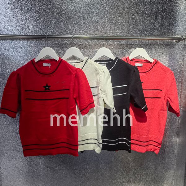 2022 womens knits fashion design round neck short sleeve knit five pointed star letter print knitted t-shirt various color styles, White
2022 womens knits fashion design round neck short sleeve knit five pointed star letter print knitted t-shirt various color styles, White