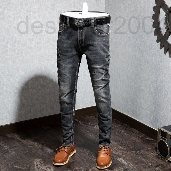 men's jeans designer new men's fashion black jeans slim handsome small straight leg elastic youth pants 5lfl, Blue
men's jeans designer new men's fashion black jeans slim handsome small straight leg elastic youth pants 5lfl, Blue