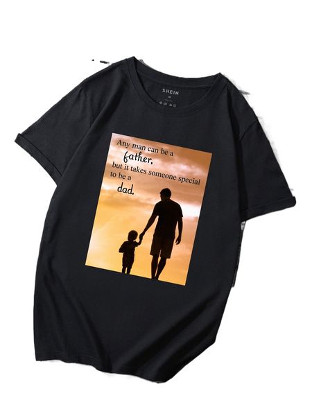 men figure & slogan graphic tee 74yh#, White;black 
men figure & slogan graphic tee 74yh#, White;black