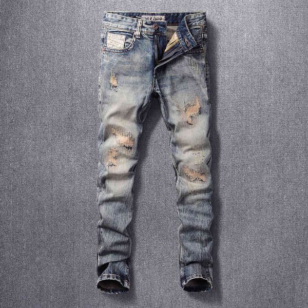 men's jeans spring and autumn style hole patch jeans men's elastic slim fit small feet made of old korean straight tube qf6i, Blue
men's jeans spring and autumn style hole patch jeans men's elastic slim fit small feet made of old korean straight tube qf6i, Blue