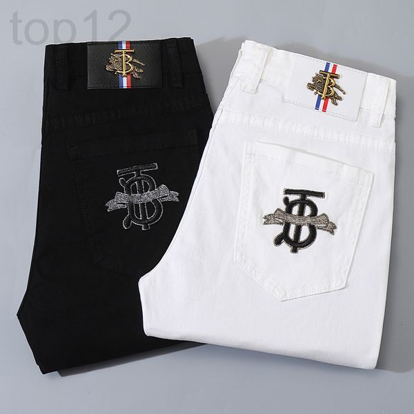 men's jeans designer european 2022 new summer jeans men's black-and-white two-color cotton high elastic small feet slim fit b bran, Blue 
men's jeans designer european 2022 new summer jeans men's black-and-white two-color cotton high elastic small feet slim fit b bran, Blue