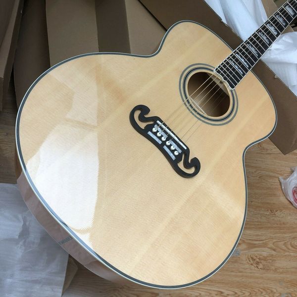 natural solid spruce 43 inches acoustic guitar flame maple rosewood fingerboard