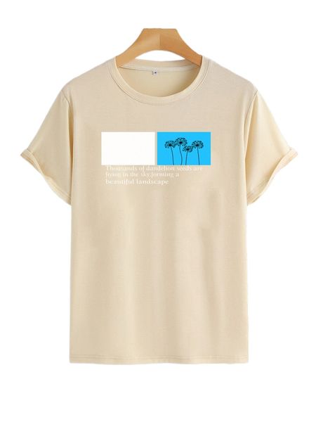 men dandelion & slogan graphic tee 16h5#, White;black