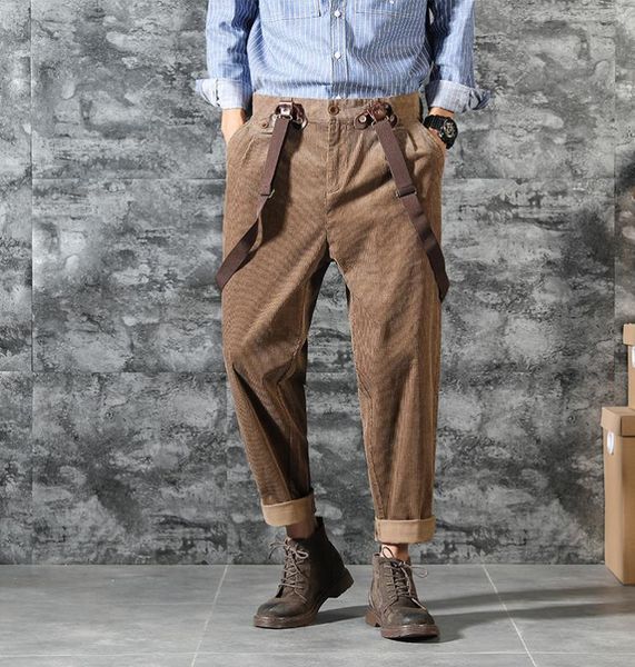 men's pants retro mens corduroy straight-leg overalls loose casual suspenders 2022, Black
men's pants retro mens corduroy straight-leg overalls loose casual suspenders 2022, Black
