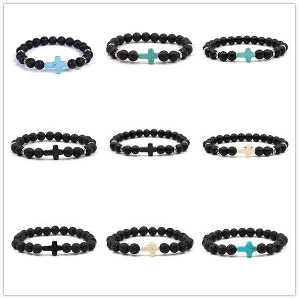 8mm black stone beads cross charms elastic strand bracelet bangle for women men jewelry
8mm black stone beads cross charms elastic strand bracelet bangle for women men jewelry