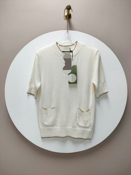 727 2022 milan runway autumn summer brand same style sweater short sleeve crew neck pullover white womens meiwuzhi, White;black
727 2022 milan runway autumn summer brand same style sweater short sleeve crew neck pullover white womens meiwuzhi, White;black