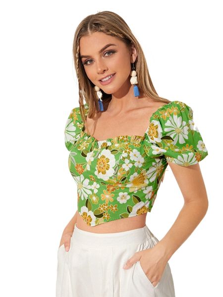 p.uff s.leeve z.ipper back f.rill trim f.loral print c.rop b.louse 18gj#, White
p.uff s.leeve z.ipper back f.rill trim f.loral print c.rop b.louse 18gj#, White
