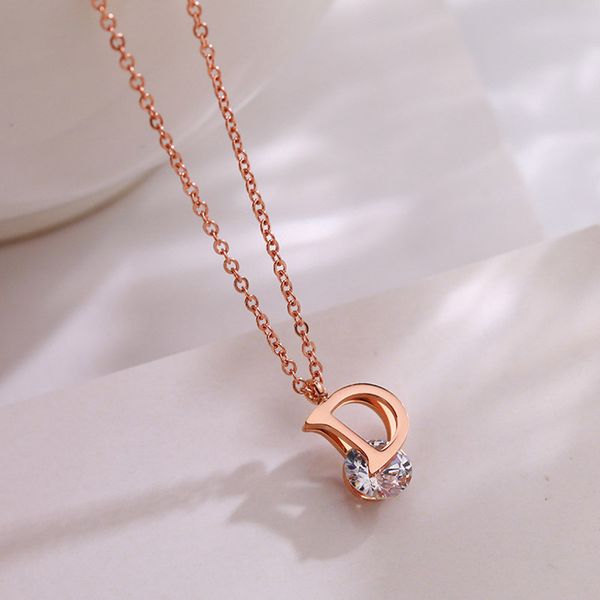 fashionable korean rose gold zircon necklace women's simple ti-tanium steel letter d drill rotatable stainless clavicle chain, Silver
fashionable korean rose gold zircon necklace women's simple ti-tanium steel letter d drill rotatable stainless clavicle chain, Silver
