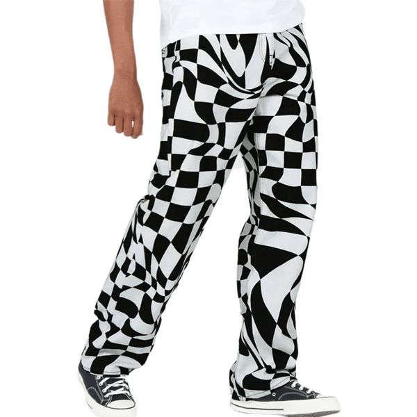 men's jeans washed personalized diamond pattern printed straight leg casual pants, Blue
men's jeans washed personalized diamond pattern printed straight leg casual pants, Blue