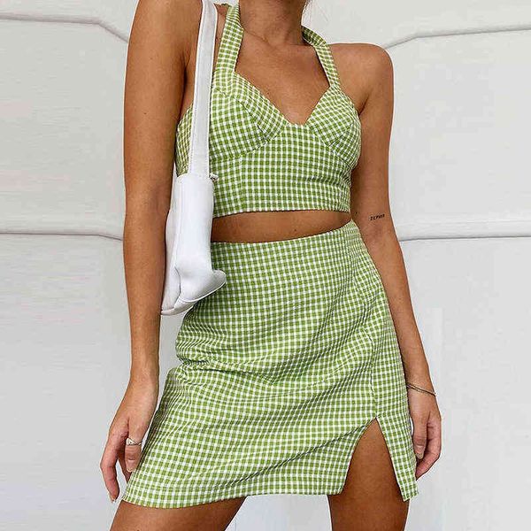 plaid skirt suit short high waist european 2022 summer halter camisole 2-piece set women's light green plaid suspenders y220401, Black;gray
plaid skirt suit short high waist european 2022 summer halter camisole 2-piece set women's light green plaid suspenders y220401, Black;gray