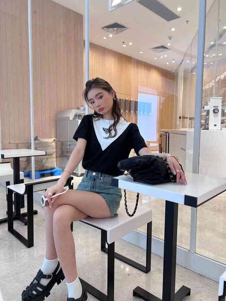 women's t-shirt fashionable buyer's shop 22ss summer color matching collar shows thin fashion versatile casual short sleeve 2ff1, White
women's t-shirt fashionable buyer's shop 22ss summer color matching collar shows thin fashion versatile casual short sleeve 2ff1, White