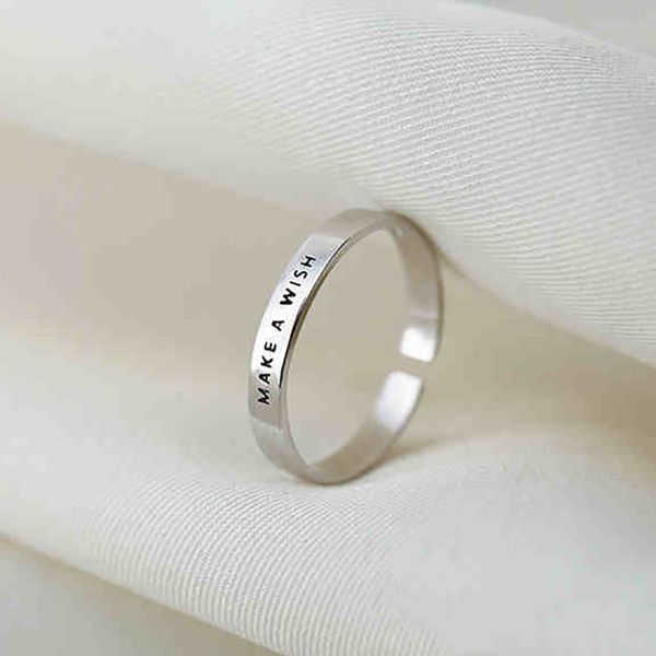 make a wish english lucky letters 925 sterling silver adjustable finger rings for women simple korean jewelry gifts, Slivery;golden
make a wish english lucky letters 925 sterling silver adjustable finger rings for women simple korean jewelry gifts, Slivery;golden