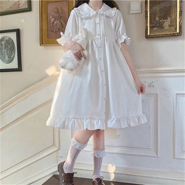 dresses women japanese style sweetie loose all-match students kawaii comfortable solid trendy knee-length popular lovely summer dinner group, Black;gray
dresses women japanese style sweetie loose all-match students kawaii comfortable solid trendy knee-length popular lovely summer dinner group, Black;gray