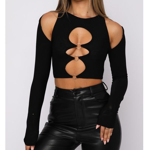 wsevypo women cutout crop solid color t shirt long sleeve round neck hollow out tees with rings streetwear pullovers 220714, White
wsevypo women cutout crop solid color t shirt long sleeve round neck hollow out tees with rings streetwear pullovers 220714, White