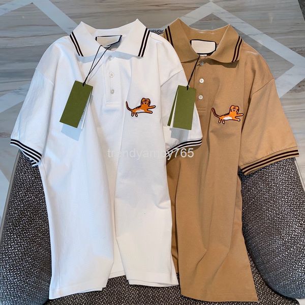 women's t-shirt summer casual cat embroidery versatile polo collar slim short sleeve t-shirt women's fashion, White
women's t-shirt summer casual cat embroidery versatile polo collar slim short sleeve t-shirt women's fashion, White