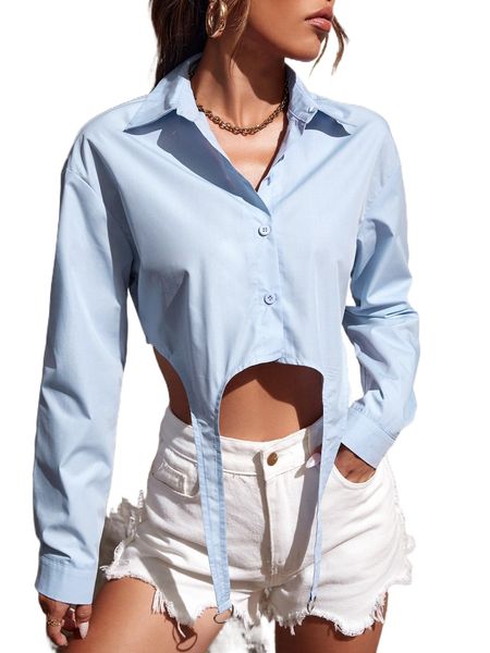 solid button front shirt p4n7#, White