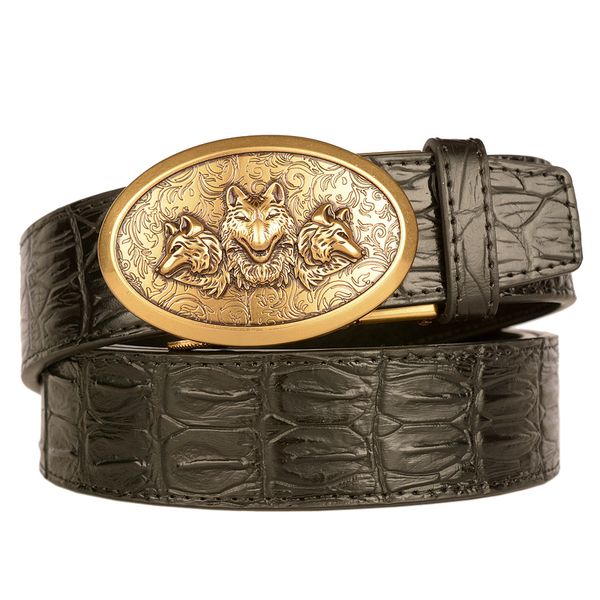 fashion classic men's designer belt women's leisure luxury personality wolfhead automatic buckle retro crocodile grain leather dec, Black;brown
fashion classic men's designer belt women's leisure luxury personality wolfhead automatic buckle retro crocodile grain leather dec, Black;brown