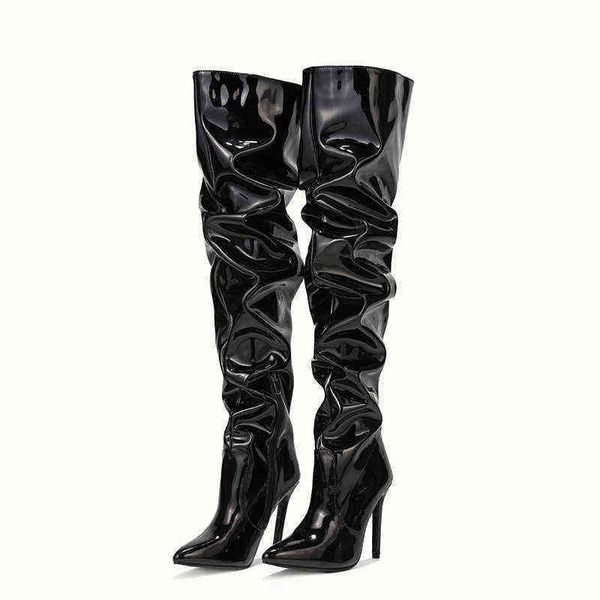 women boots elastic over knee fall new pointed patent leather high barrel black zipper thin heel heeled women's 0709
women boots elastic over knee fall new pointed patent leather high barrel black zipper thin heel heeled women's 0709