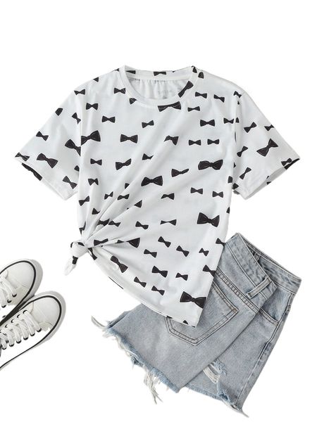 allover bow print tee 99xv#, White
allover bow print tee 99xv#, White