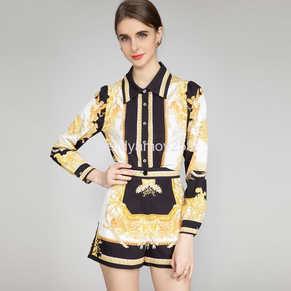 two piece dress spring and summer women's style long sleeve printed shirt + shorts set fashion two-piece set, White
two piece dress spring and summer women's style long sleeve printed shirt + shorts set fashion two-piece set, White
