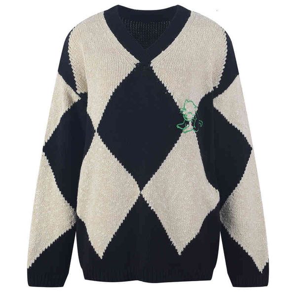 women's knits tees autumn and winter v-neck lingge cat pattern sweater loose temperament women's pullover wzn1, White
women's knits tees autumn and winter v-neck lingge cat pattern sweater loose temperament women's pullover wzn1, White