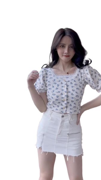 2021 summer american retro floral short shirt women's summer square collar bubble sleeve belly button tide m8v6#, White
2021 summer american retro floral short shirt women's summer square collar bubble sleeve belly button tide m8v6#, White