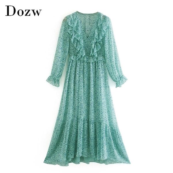 vintage printed ruffle long dress women v neck elegant chiffon dress long sleeve a line chic party dresses robe femme 210414, Black;gray
vintage printed ruffle long dress women v neck elegant chiffon dress long sleeve a line chic party dresses robe femme 210414, Black;gray