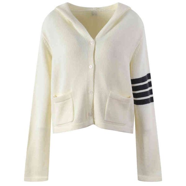 women's knits tees korean fashion age reduction tb four bar sweater cardigan temperament autumn and winter pocket cce9, White
women's knits tees korean fashion age reduction tb four bar sweater cardigan temperament autumn and winter pocket cce9, White