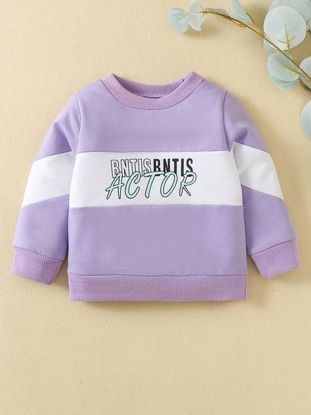 baby letter graphic two tone sweatshirt she, Black 
baby letter graphic two tone sweatshirt she, Black