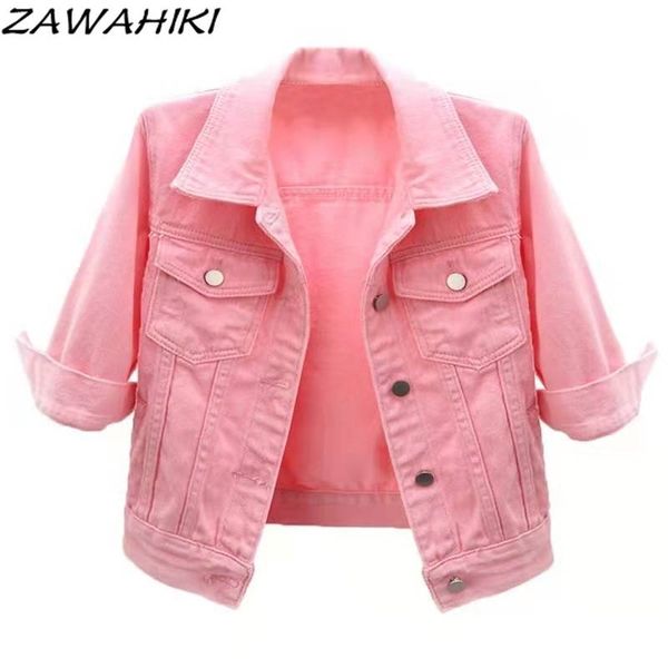 zawahiki denim jackets women candy color solid short slim vintage casaco feminino three quarter sleeve jaqueta feminina 220722, Black;brown
zawahiki denim jackets women candy color solid short slim vintage casaco feminino three quarter sleeve jaqueta feminina 220722, Black;brown
