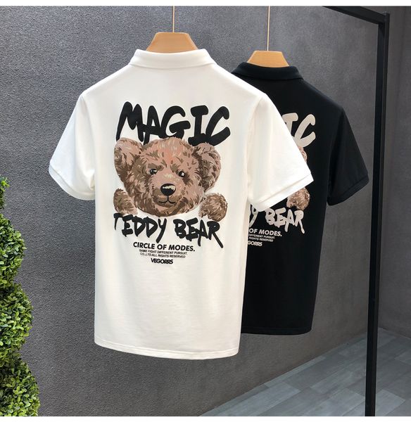 2022 bear print men polo t-shirt harajuku cotton round neck casual short sleeve summer slim soft clothing hip hop streetwear, White;black
2022 bear print men polo t-shirt harajuku cotton round neck casual short sleeve summer slim soft clothing hip hop streetwear, White;black