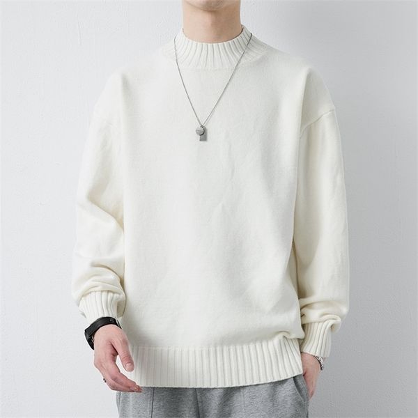 sw91 fashion men mock neck knitted sweater solid color basic keep warm simple handsome trendy british style gentlemen pullover 220817, White;black
sw91 fashion men mock neck knitted sweater solid color basic keep warm simple handsome trendy british style gentlemen pullover 220817, White;black