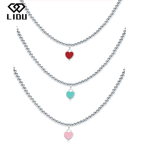 lidu 100%925 sterling silver tiff heart enamel bead necklace fashion exquisite clavicle chain jewelry delivery
lidu 100%925 sterling silver tiff heart enamel bead necklace fashion exquisite clavicle chain jewelry delivery