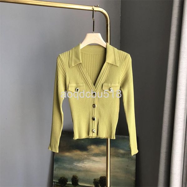women's knits & tees knitwear women's early spring french temperament metal button green lapel slim top, White
women's knits & tees knitwear women's early spring french temperament metal button green lapel slim top, White