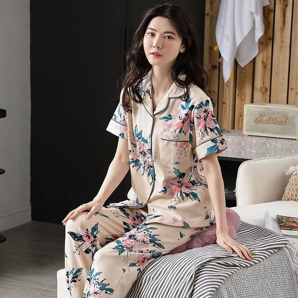 summer knitted cotton sleepwears women pajamas floral ladies sleepwear short sleeve turn-down collar cardigan female homewear, Black;red
summer knitted cotton sleepwears women pajamas floral ladies sleepwear short sleeve turn-down collar cardigan female homewear, Black;red