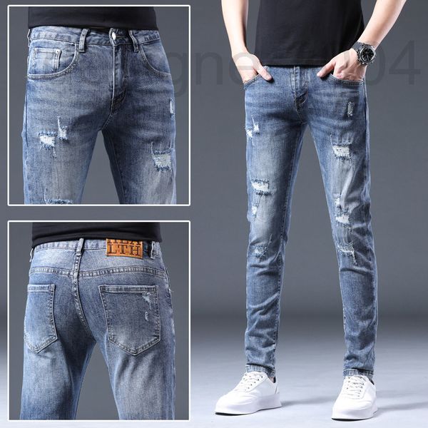 men's jeans designer korean fashion brand 2021 blue perforated jeans men's spring and summer youth elastic slim fit small leg stra
men's jeans designer korean fashion brand 2021 blue perforated jeans men's spring and summer youth elastic slim fit small leg stra