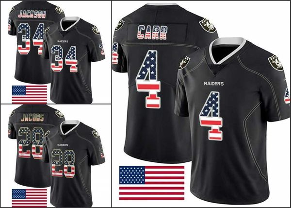 las vegas''raiders''men #4 derek carr 28 josh jacobs 34 bo jackson women youth rush usa flag limited jersey, Black
las vegas''raiders''men #4 derek carr 28 josh jacobs 34 bo jackson women youth rush usa flag limited jersey, Black