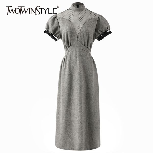 patchwork dot mesh dress for women stand collar short sleeve high waist vintage midi dresses female fashion 210423, Black;gray
patchwork dot mesh dress for women stand collar short sleeve high waist vintage midi dresses female fashion 210423, Black;gray