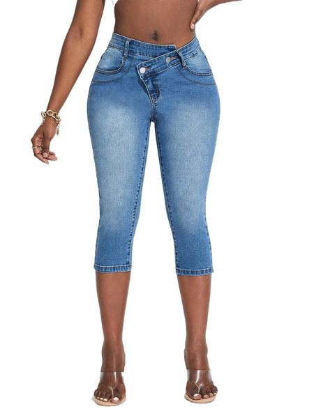 sxy asymmetrical waist bleach wash skinny capri jeans u2lg#, Blue
sxy asymmetrical waist bleach wash skinny capri jeans u2lg#, Blue