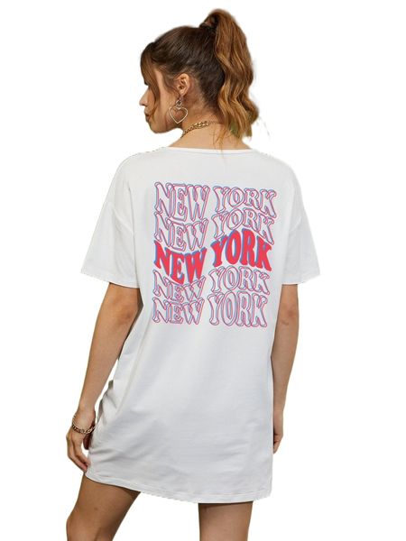letter graphic drop shoulder tee w0hy#, White
