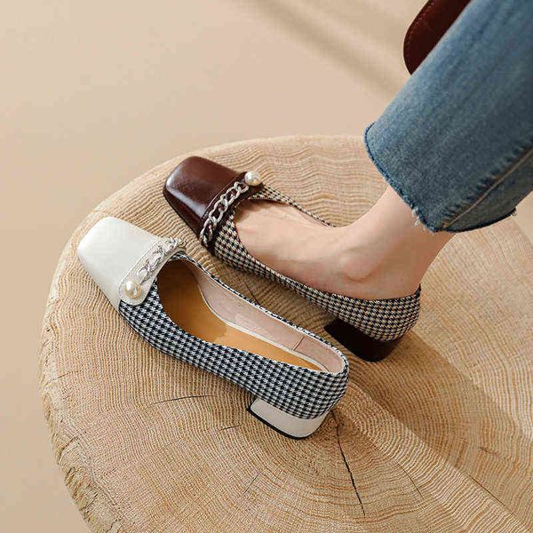 dress shoes 2022 women s pumps natural leather 22 24 5cm cowhide + plaid upper pearl metal chain mary jane cute japanese 220425, Black
dress shoes 2022 women s pumps natural leather 22 24 5cm cowhide + plaid upper pearl metal chain mary jane cute japanese 220425, Black