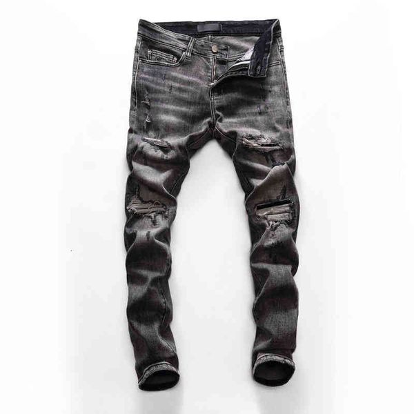 men's jeans high end ripped jeans men's fashion brand distressed slim fit korean style trend pants 8zbj, Blue
men's jeans high end ripped jeans men's fashion brand distressed slim fit korean style trend pants 8zbj, Blue