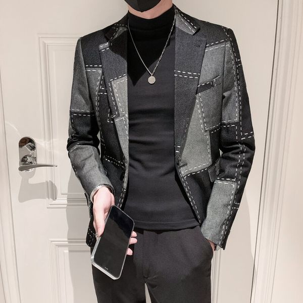 luxury korean slim men blazers washed denim casual suit jacket autumn street wear social men clothing wedding business dress co, White;black
luxury korean slim men blazers washed denim casual suit jacket autumn street wear social men clothing wedding business dress co, White;black