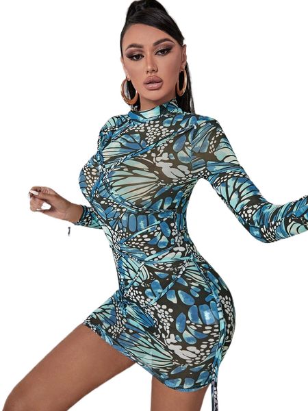 allover print drawstring side bodycon dress u61k#, Black;gray
allover print drawstring side bodycon dress u61k#, Black;gray