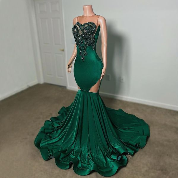 hunter mermaid beaded prom dresses sequined sheer jewel neck evening gowns rhinestones sweep train satin custom made formal dress, Black
hunter mermaid beaded prom dresses sequined sheer jewel neck evening gowns rhinestones sweep train satin custom made formal dress, Black
